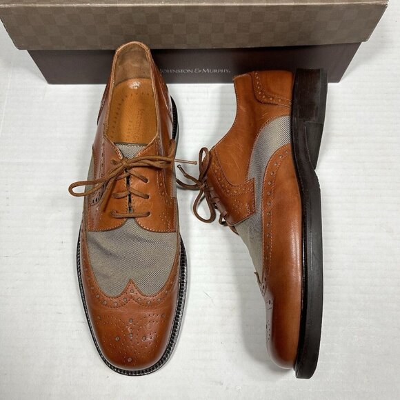 Johnston & Murphy Dattero Saddle Tan Wingtip Oxford Leather Shoes Men Sz 9.5 M main image 7